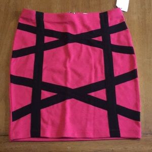 Pink and black stripe skirt